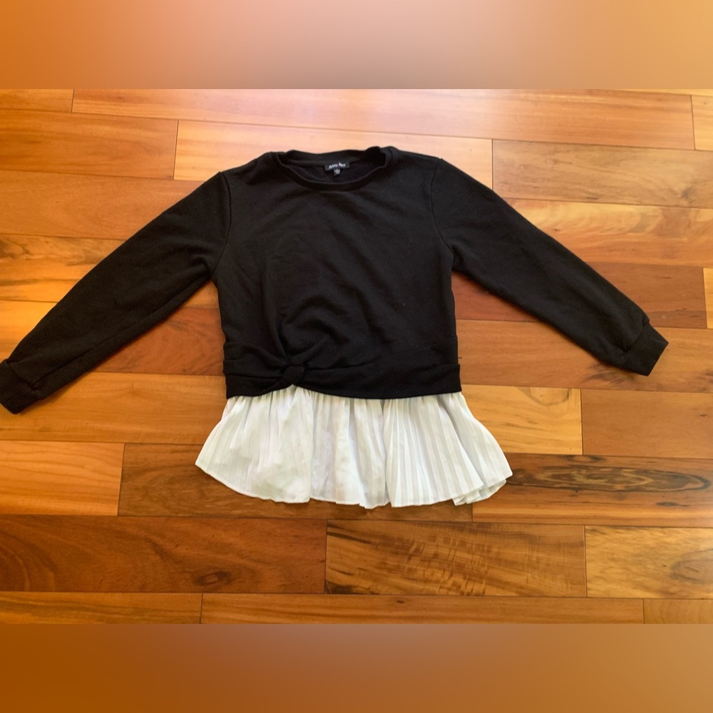 Womens Sweater Long Sleeves Crew Neck Twist Front Pullover Black White Large